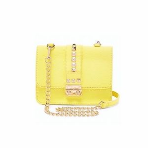 NEW BCBG Paris Yellow Studded Caviar Crossbody Bag